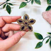 Vintage Brooch, Gold Toned Jewelry, Vintage Jewelry, Red Gemstones, Star Shaped, Star Jewelry, Vintage Pin, Costume Jewelry, Holiday Gift