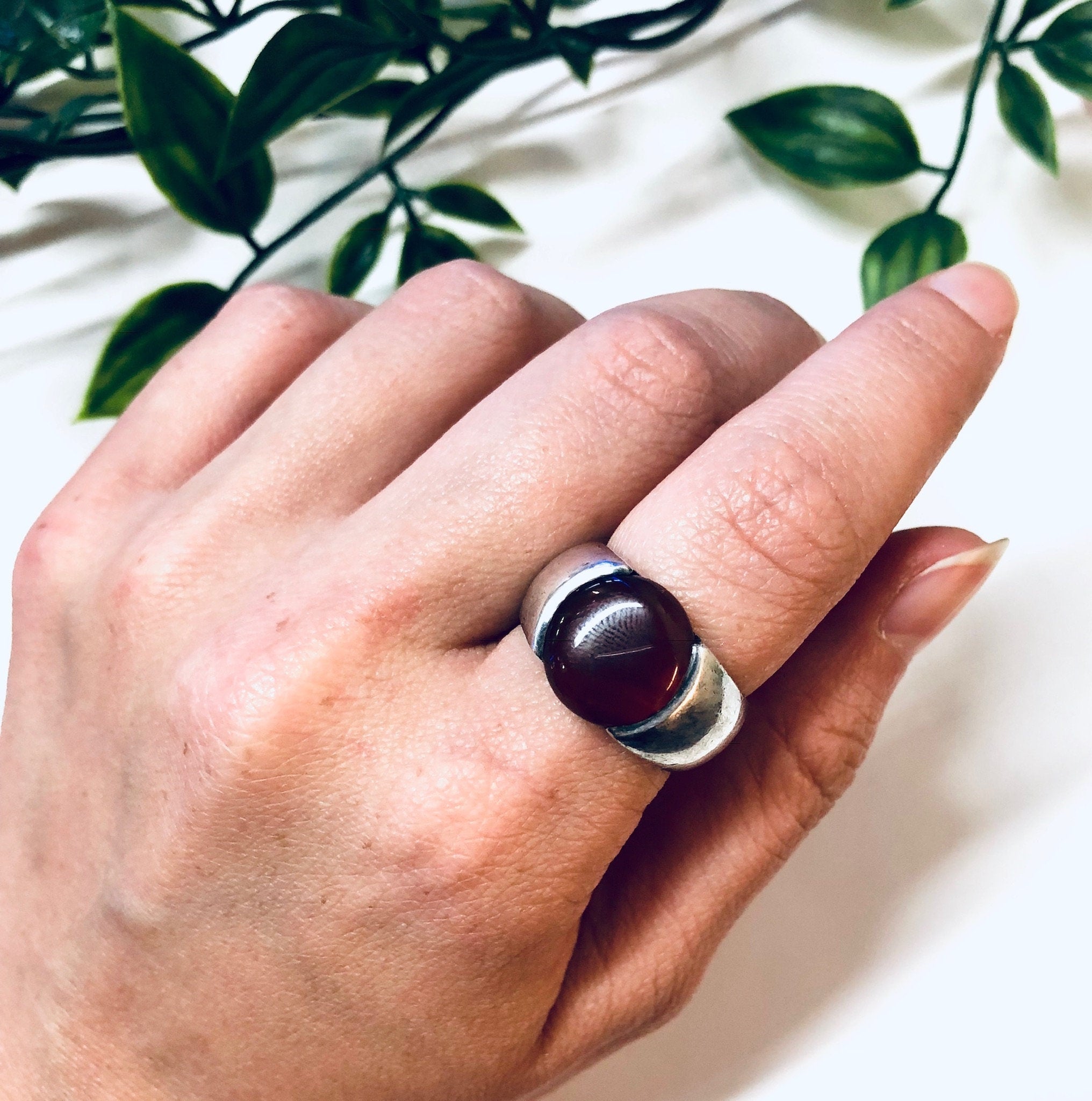 Vintage Silver Ring, Carnelian Ring, Sterling Silver, Vintage Jewelry, Red Stone, Silver, Red, Large Ring, Simple Jewelry, Statement Ring