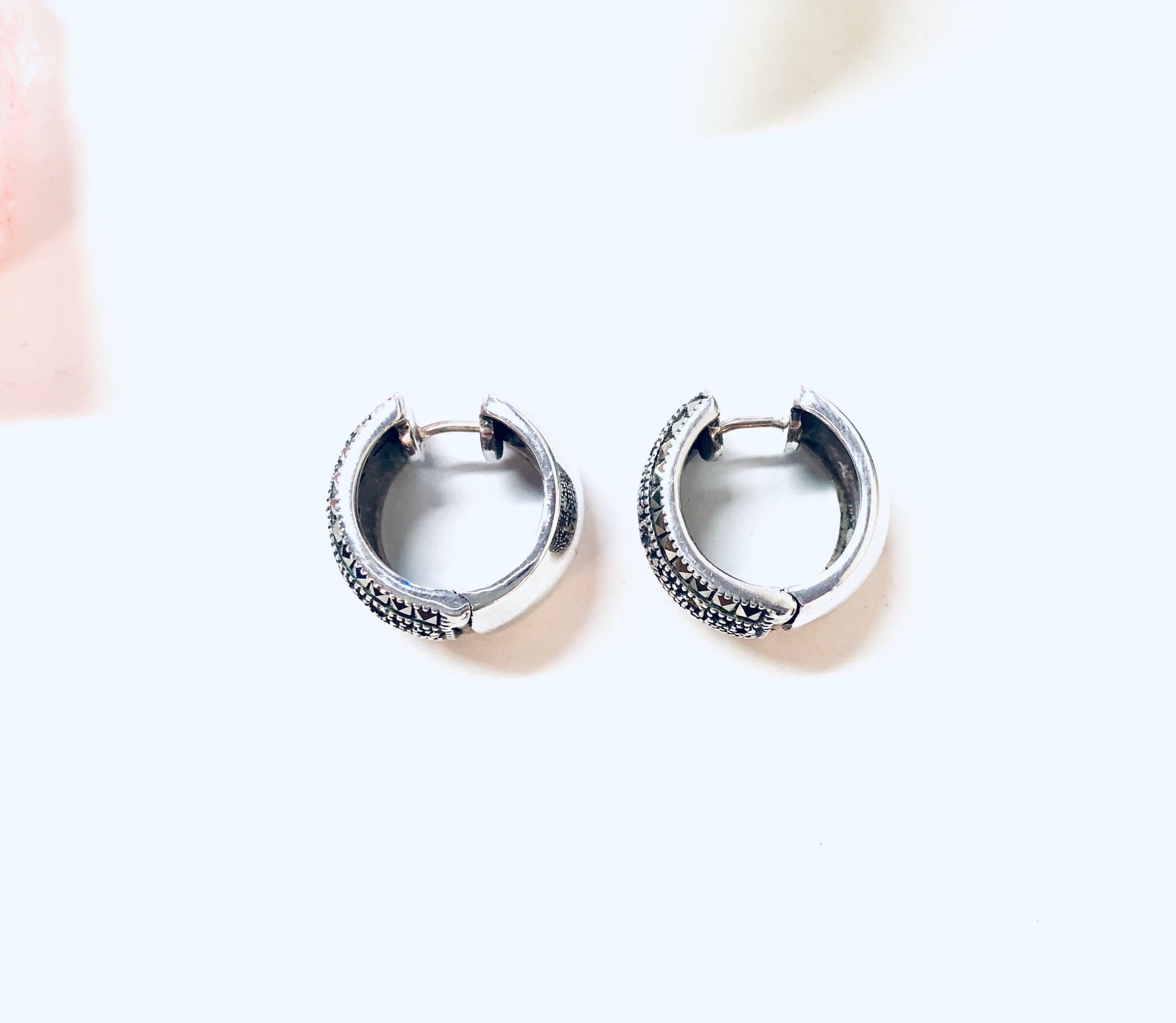 Vintage Silver Earrings, Judith Jack Earrings, Judith Jack, Designer Jewelry, Sterling Silver, Vintage Jewelry, Marcasite Earrings, Hoops