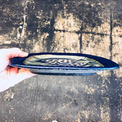 Vintage Dish, Vintage Pottery, Denmark Pottery, Stoneware, Fish Dish, Aquatic Dish, Three Fish, Blue, Grey, Green, Decorative Dish, Tray