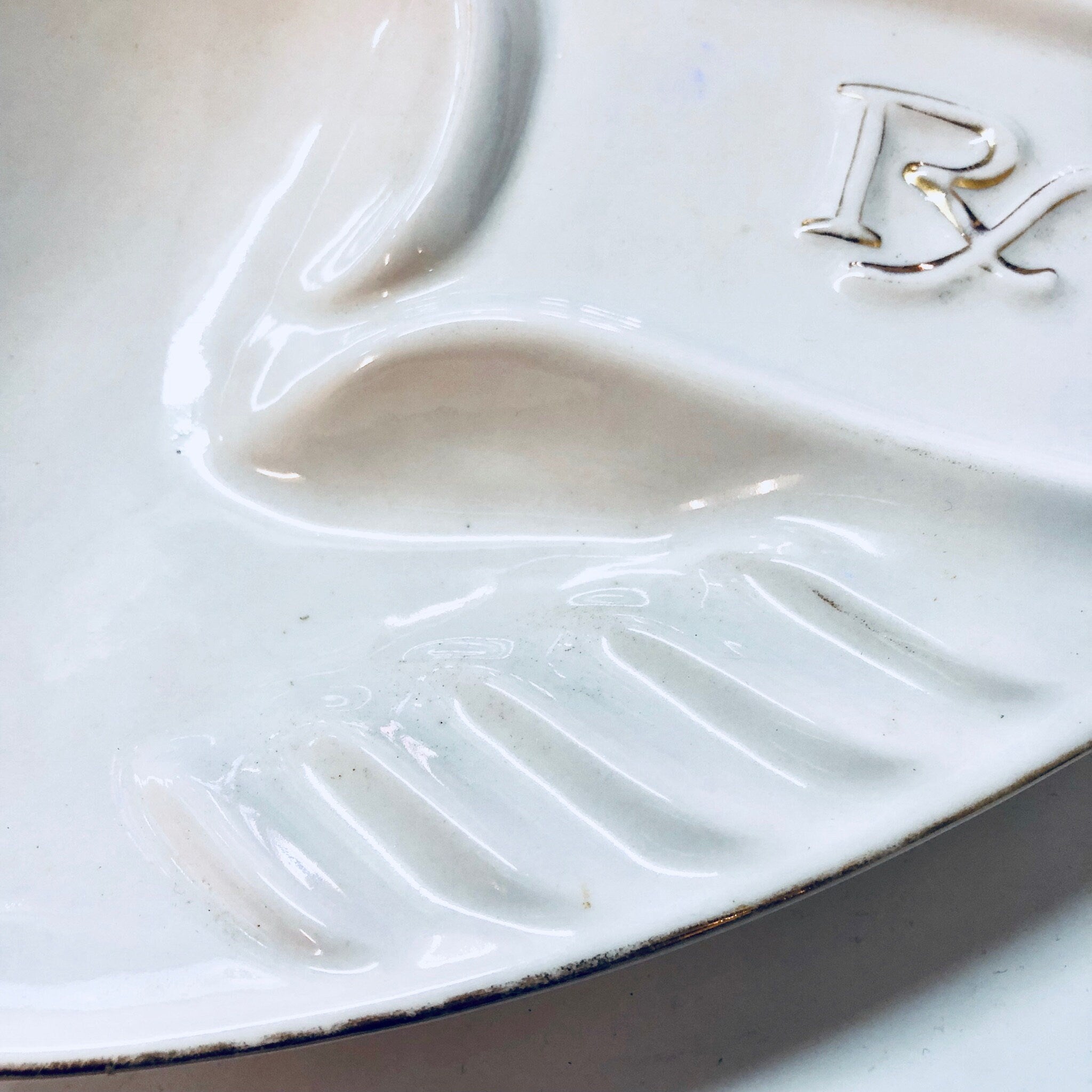 Vintage Ashtray,RX Ashtray, Catch All Dish, Ring Dish, Change Dish, Ashtray, White Ashtray, Gold Accent, MCM Ashtray, Midcentury Modern,