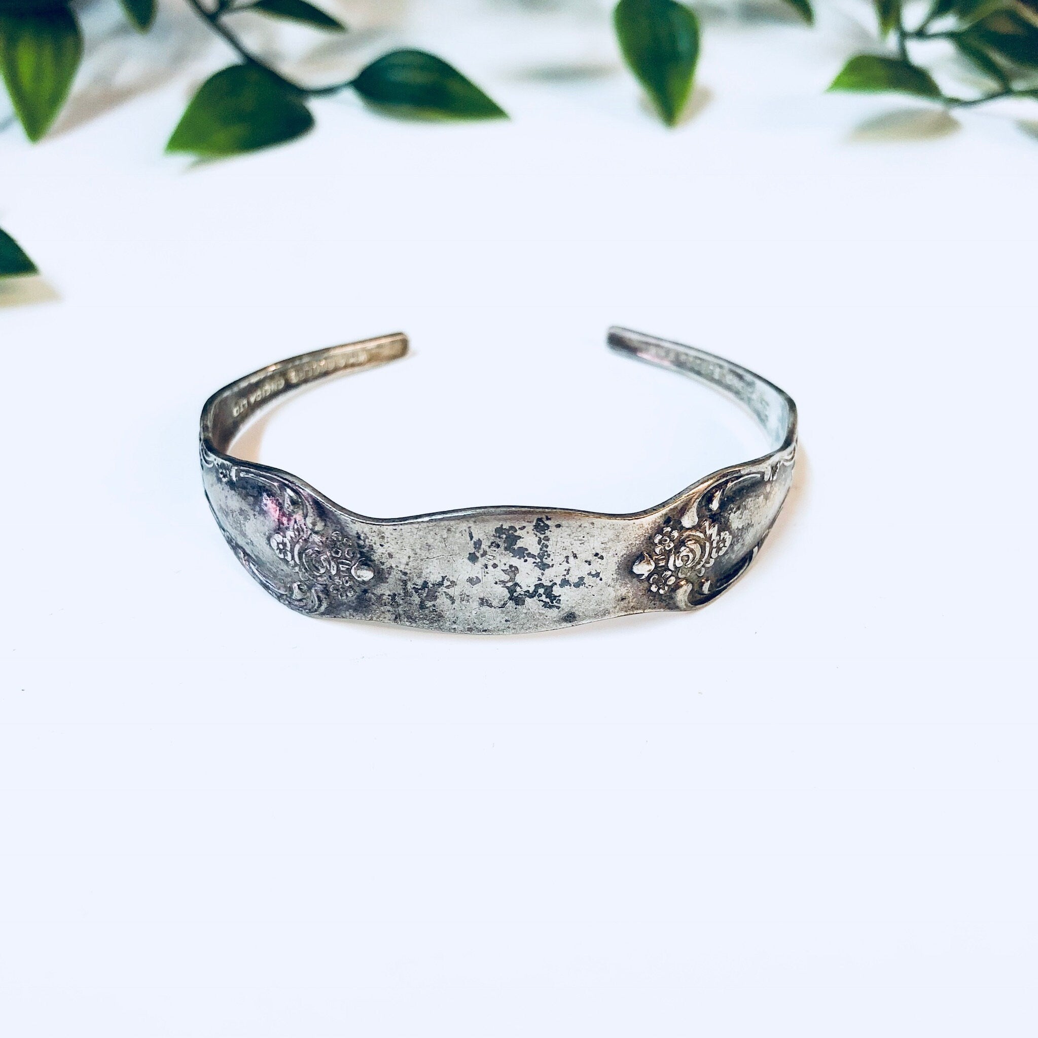 Vintage Bracelet, Cuff Bracelet, Spoon Bracelet, Unique Jewelry, Cutlery, Silver Toned, Vintage Jewelry, Spoon Jewelry, Rose Bracelet,