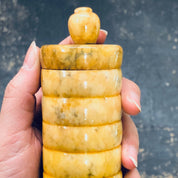 Alabaster Container, Yellow Alabaster, Italian Marble, Marble Container, Made in Italy, Yellow, Grey, White, Lidded Container, Column,