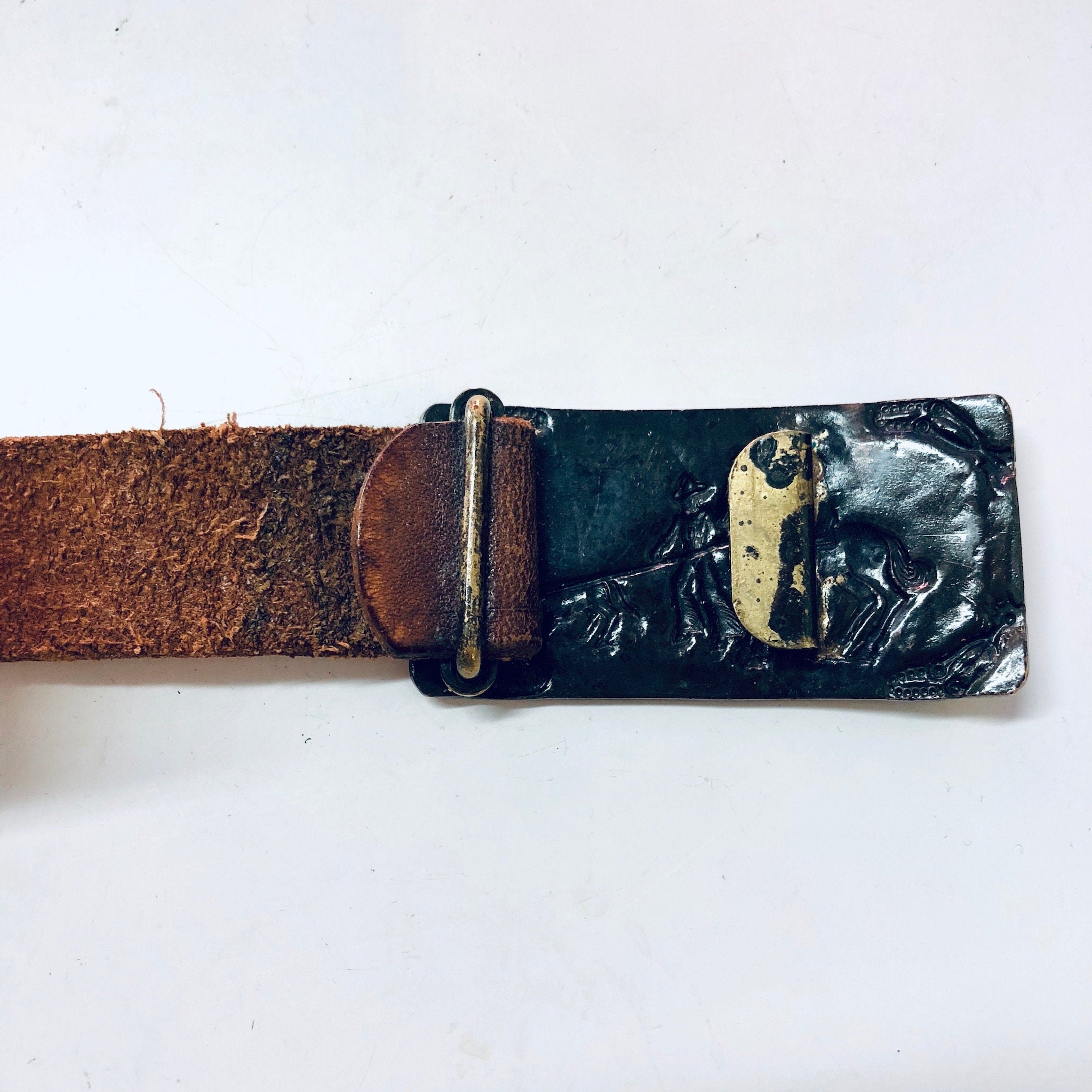 Vintage Belt, Leather Belt, Cowboy Belt, Brown Leather, Belt Buckle, Southwestern Belt, Small Belt, Skinny Belt, Hook Buckle, Vintage Style
