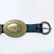 Vintage Belt, Skinny Concho Belt, Brass Concho Belt, High Waisted Belt, Southwestern, Hippie, Bohemian Style, Brown Leather, Leather Belt,