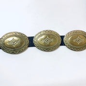 Vintage Belt, Skinny Concho Belt, Brass Concho Belt, High Waisted Belt, Southwestern, Hippie, Bohemian Style, Brown Leather, Leather Belt,