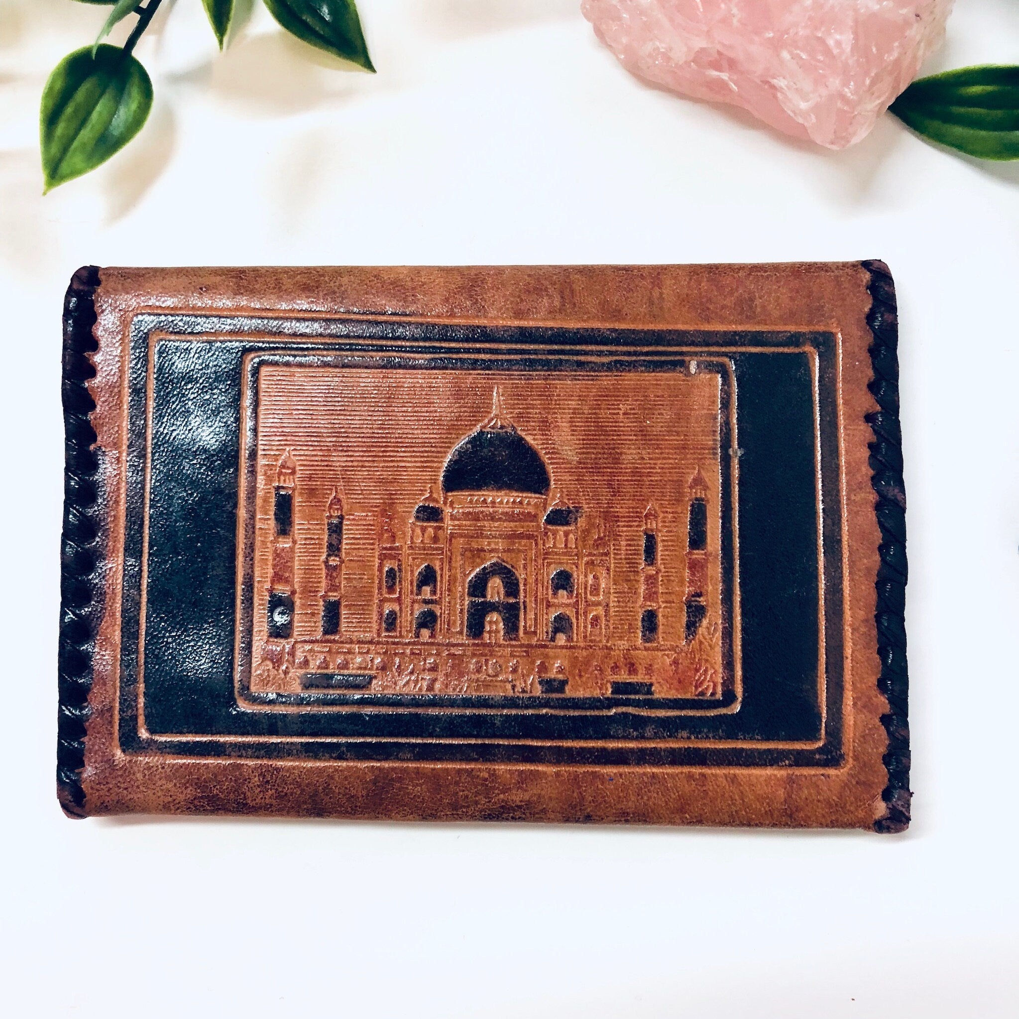 Vintage Wallet, Leather Wallet, Fold Over Wallet, Soft Leather, Brown, Black, Tooled Leather, Tri Fold Wallet, Unique Design, Light Brown