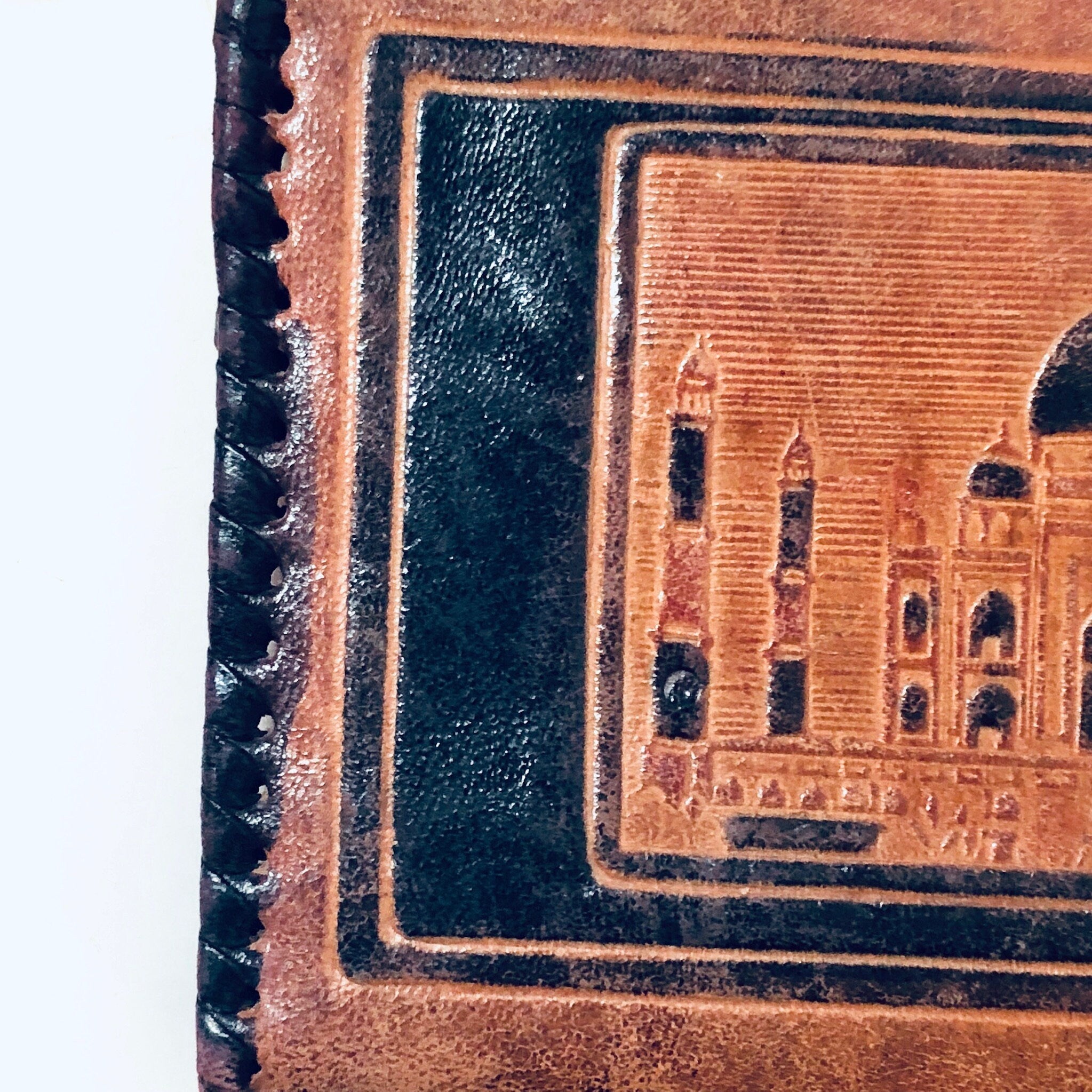 Vintage Wallet, Leather Wallet, Fold Over Wallet, Soft Leather, Brown, Black, Tooled Leather, Tri Fold Wallet, Unique Design, Light Brown