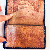 Vintage Wallet, Leather Wallet, Fold Over Wallet, Soft Leather, Brown, Black, Tooled Leather, Tri Fold Wallet, Unique Design, Light Brown