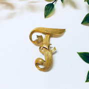 Vintage Brooch, BSK Brooch, Gold Toned Brooch, Monogram, F, Frank, Fran, First Name, Last Name, F Name, Vintage Jewelry, Vintage Pin, Gold