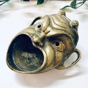 Vintage Brass Devil Ashtray, Wide Mouth Devil Tray, Made in Italy, Incense Burner, Brass Coin Dish, Catch All Dish