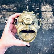 Vintage Brass Devil Ashtray, Wide Mouth Devil Tray, Made in Italy, Incense Burner, Brass Coin Dish, Catch All Dish