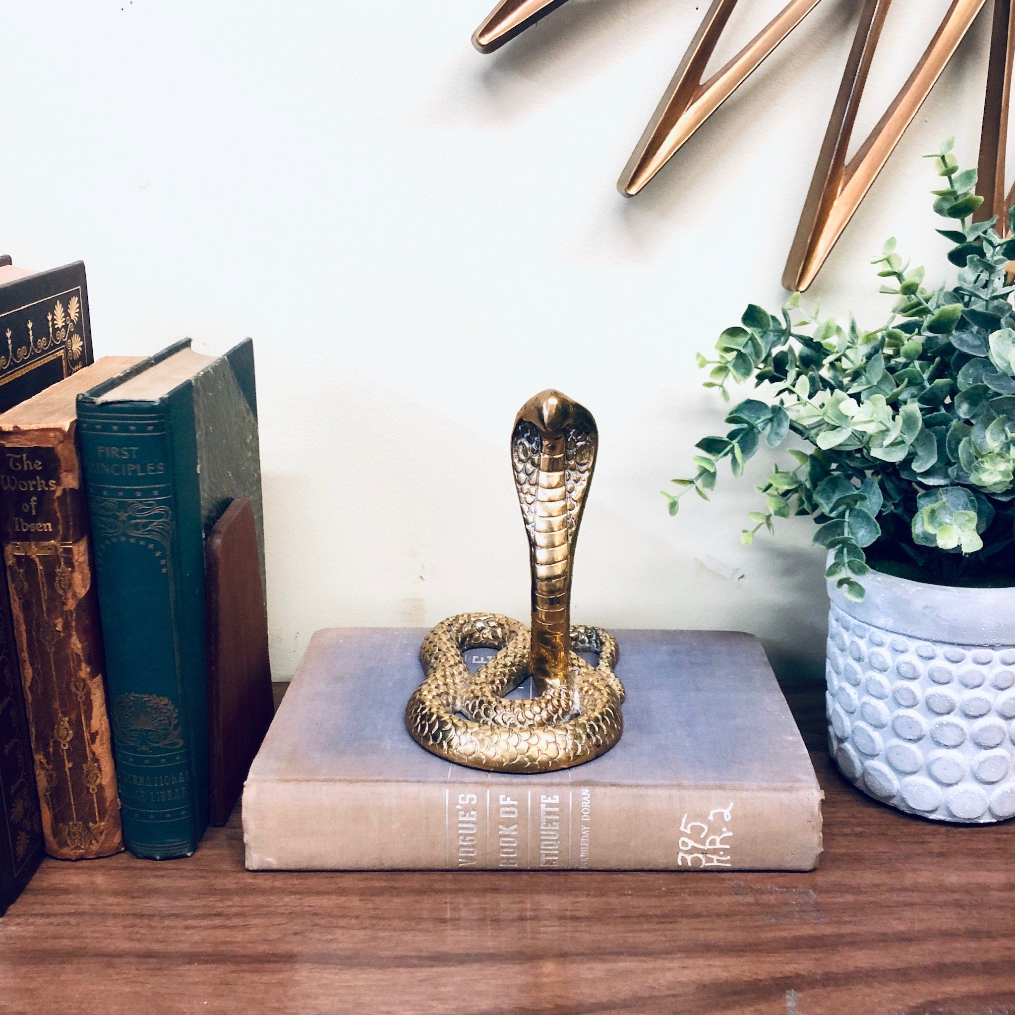 Vintage Brass Cobra Statue, Coiled Snake Figurine, Brass Decor, Vintage Home Decor, Brass Mantlepiece, Reptile, Animal Statue