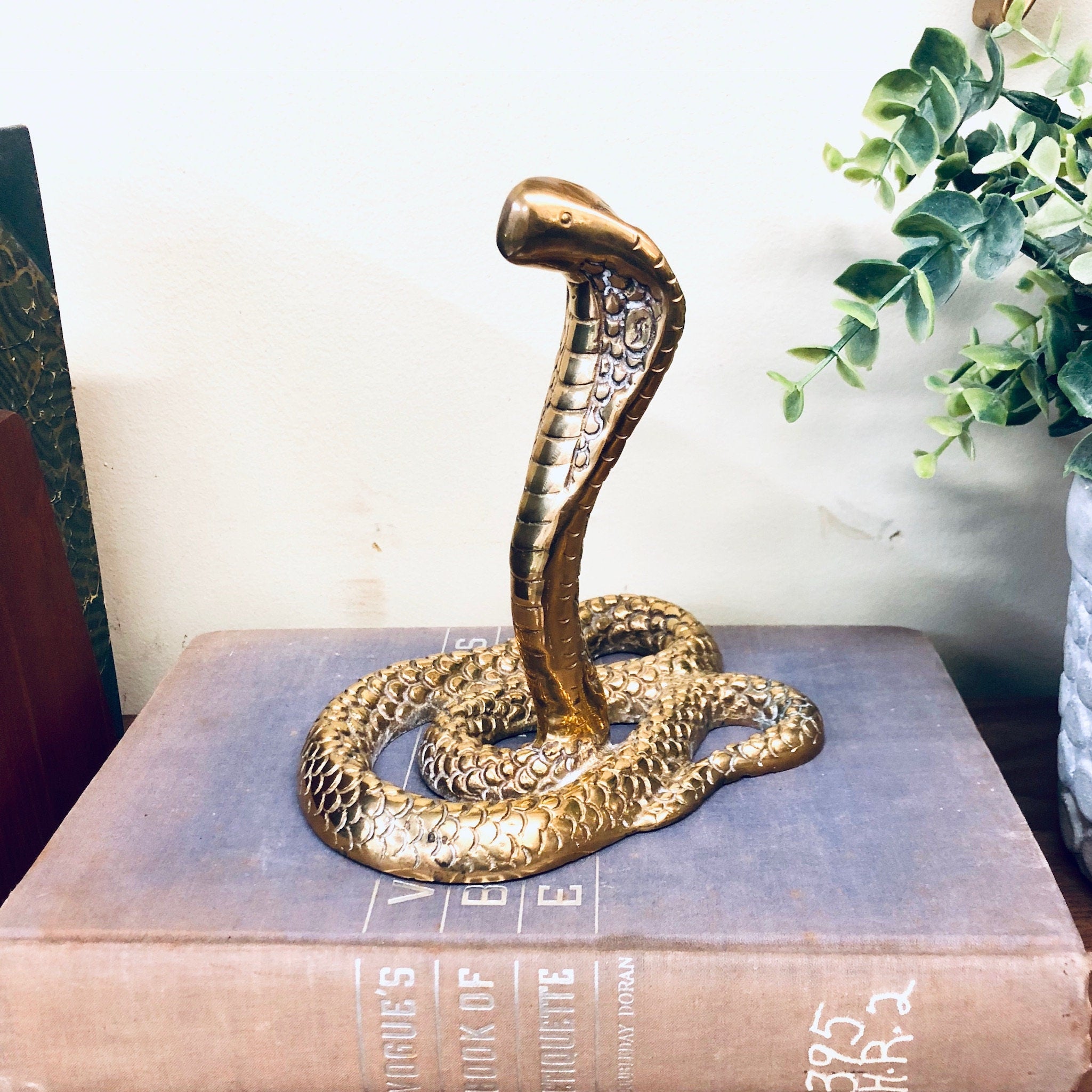 Vintage Brass Cobra Statue, Coiled Snake Figurine, Brass Decor, Vintage Home Decor, Brass Mantlepiece, Reptile, Animal Statue