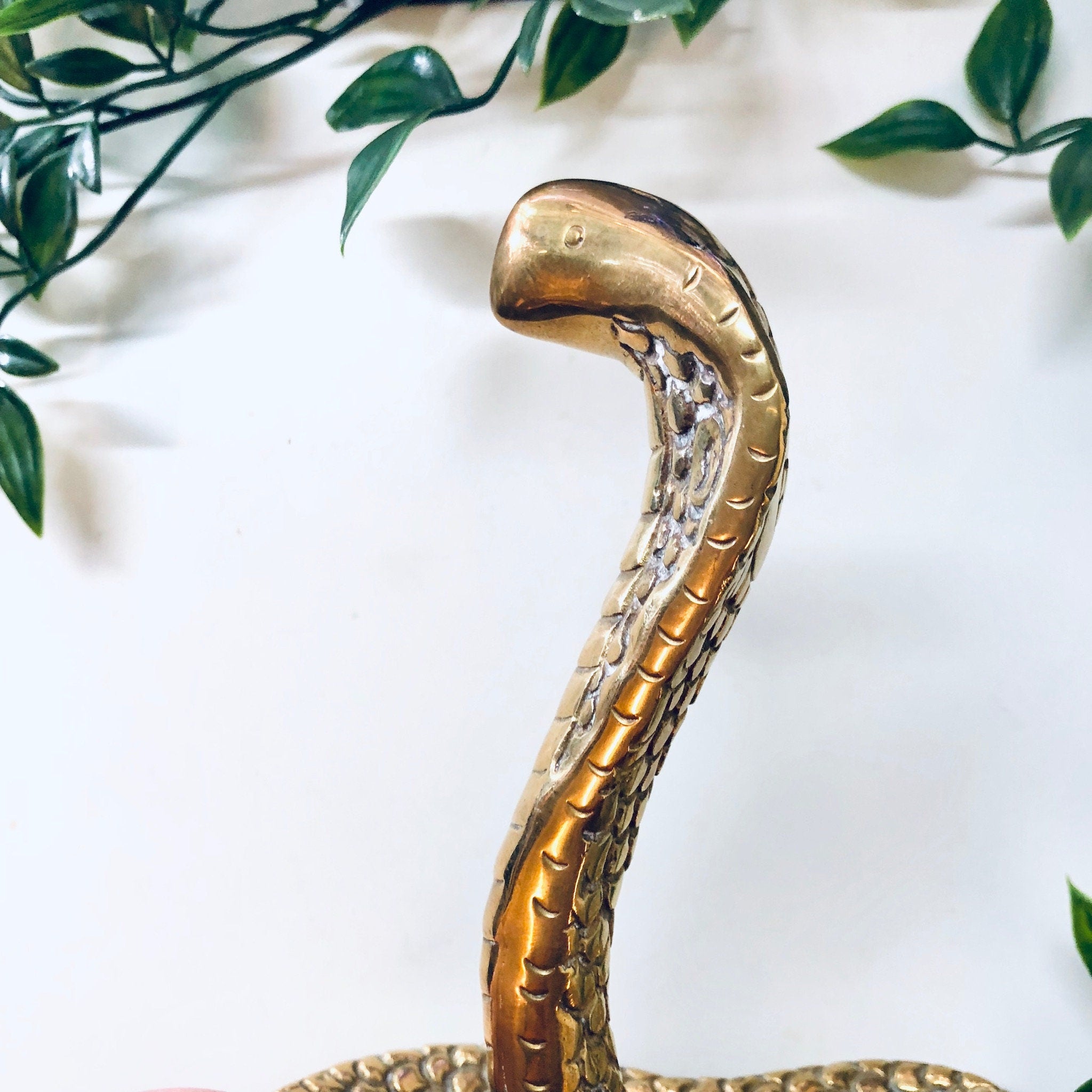 Vintage Brass Cobra Statue, Coiled Snake Figurine, Brass Decor, Vintage Home Decor, Brass Mantlepiece, Reptile, Animal Statue