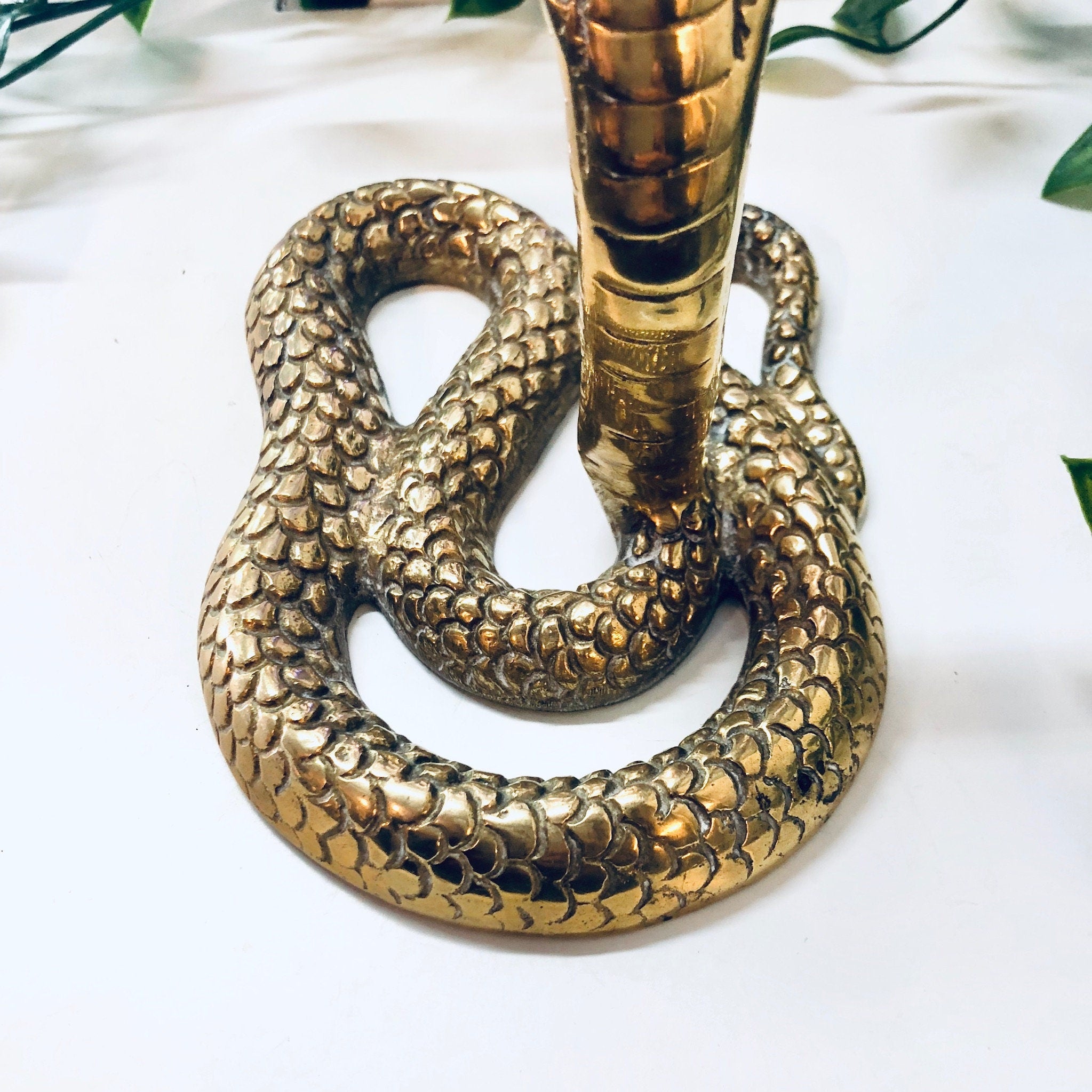 Vintage Brass Cobra Statue, Coiled Snake Figurine, Brass Decor, Vintage Home Decor, Brass Mantlepiece, Reptile, Animal Statue