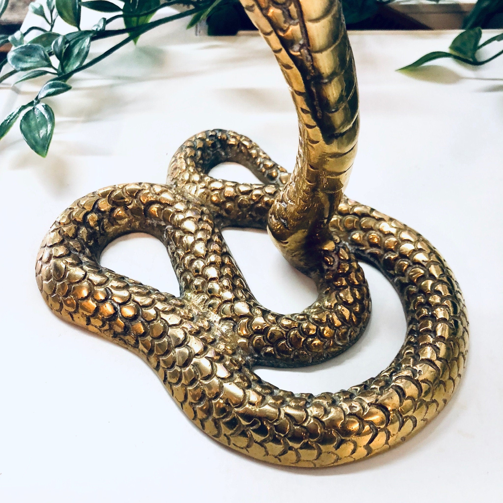 Vintage Brass Cobra Statue, Coiled Snake Figurine, Brass Decor, Vintage Home Decor, Brass Mantlepiece, Reptile, Animal Statue