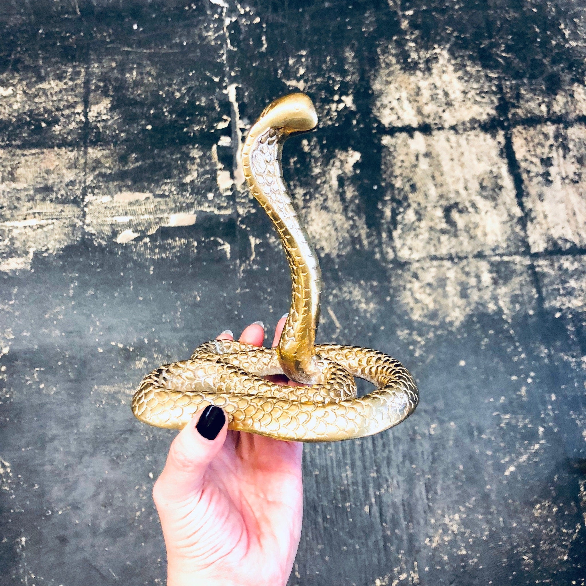 Vintage Brass Cobra Statue, Coiled Snake Figurine, Brass Decor, Vintage Home Decor, Brass Mantlepiece, Reptile, Animal Statue