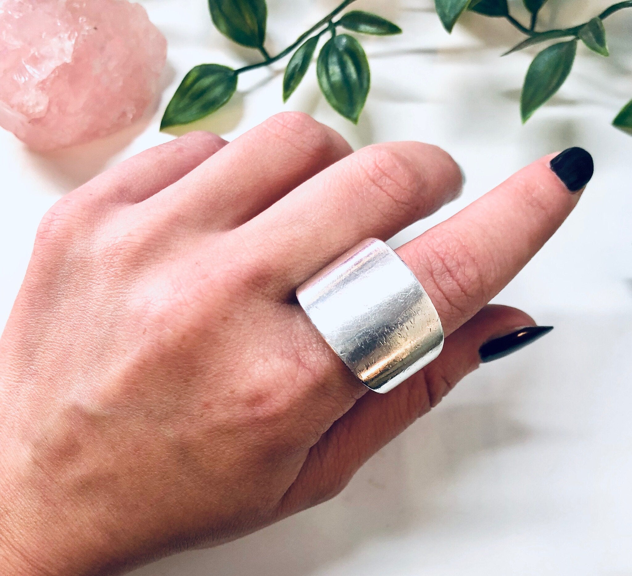 Large Vintage Ring, Solid Silver Ring, Minimalist Style, Simple Ring, US Size 7.5, Thick Band Ring, Statement Jewelry, Mens Jewelry