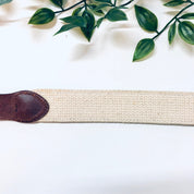 Vintage Woven Belt, Crab Belt, Blue Crabs, Boating Belt, Leather Belt, Brass Belt Buckle, Preppy Dad Belt, Blue, Brown, Brass, Fisherman