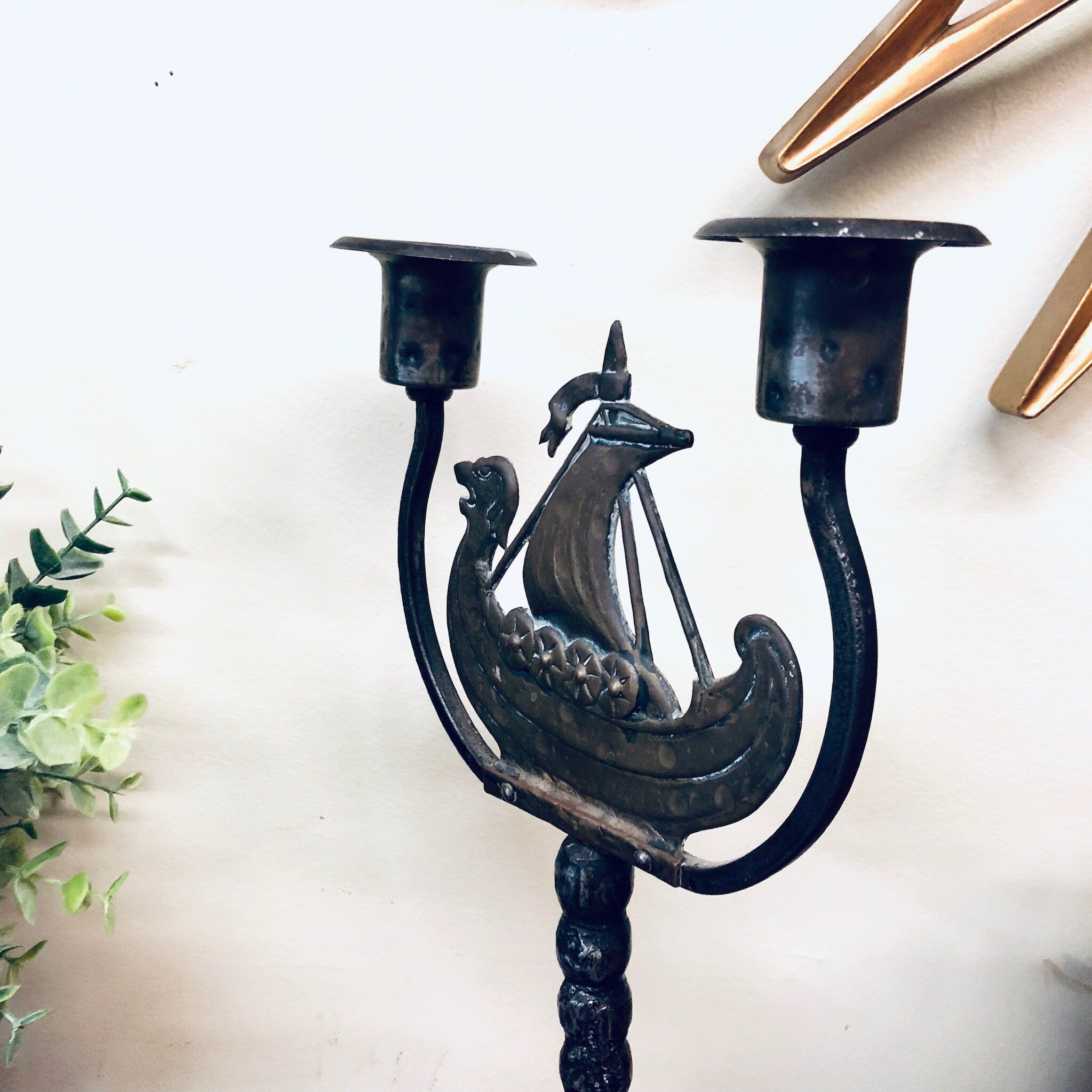 Vintage Candlestick Holder, Candlesticks, Copper Candlesticks, Boat Decor, Candelabra, Candles, Lighting, Rustic Decor, Vintage Home Decor