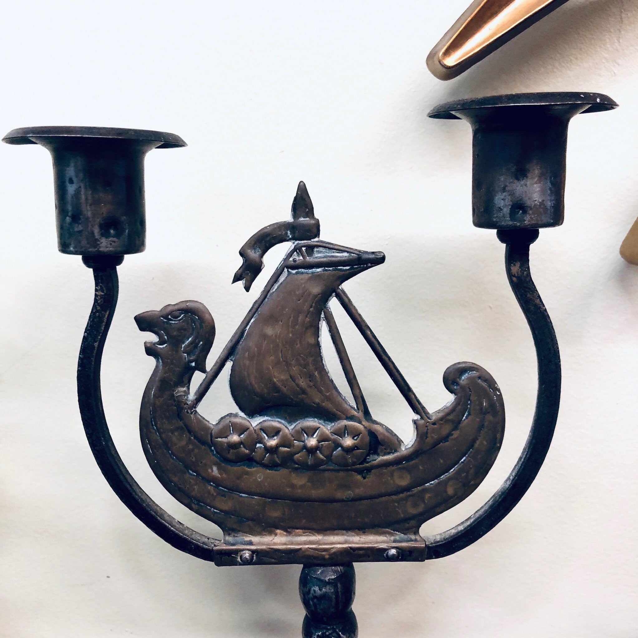 Vintage Candlestick Holder, Candlesticks, Copper Candlesticks, Boat Decor, Candelabra, Candles, Lighting, Rustic Decor, Vintage Home Decor