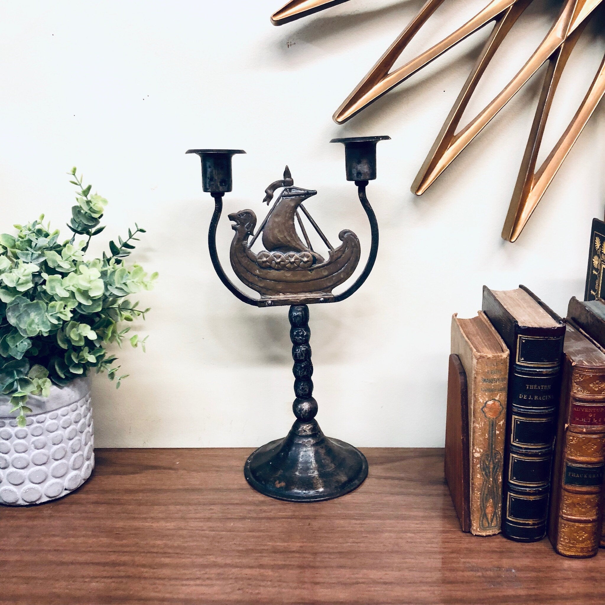 Vintage Candlestick Holder, Candlesticks, Copper Candlesticks, Boat Decor, Candelabra, Candles, Lighting, Rustic Decor, Vintage Home Decor