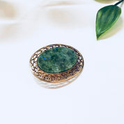 Vintage Brooch, Gold Brooch, Vintage Jewelry, Gold Filled Brooch, Vintage Pin, Green Stone, Green and White, 12K Gold, Green Jewelry, Gold