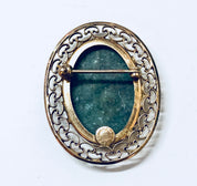 Vintage Brooch, Gold Brooch, Vintage Jewelry, Gold Filled Brooch, Vintage Pin, Green Stone, Green and White, 12K Gold, Green Jewelry, Gold
