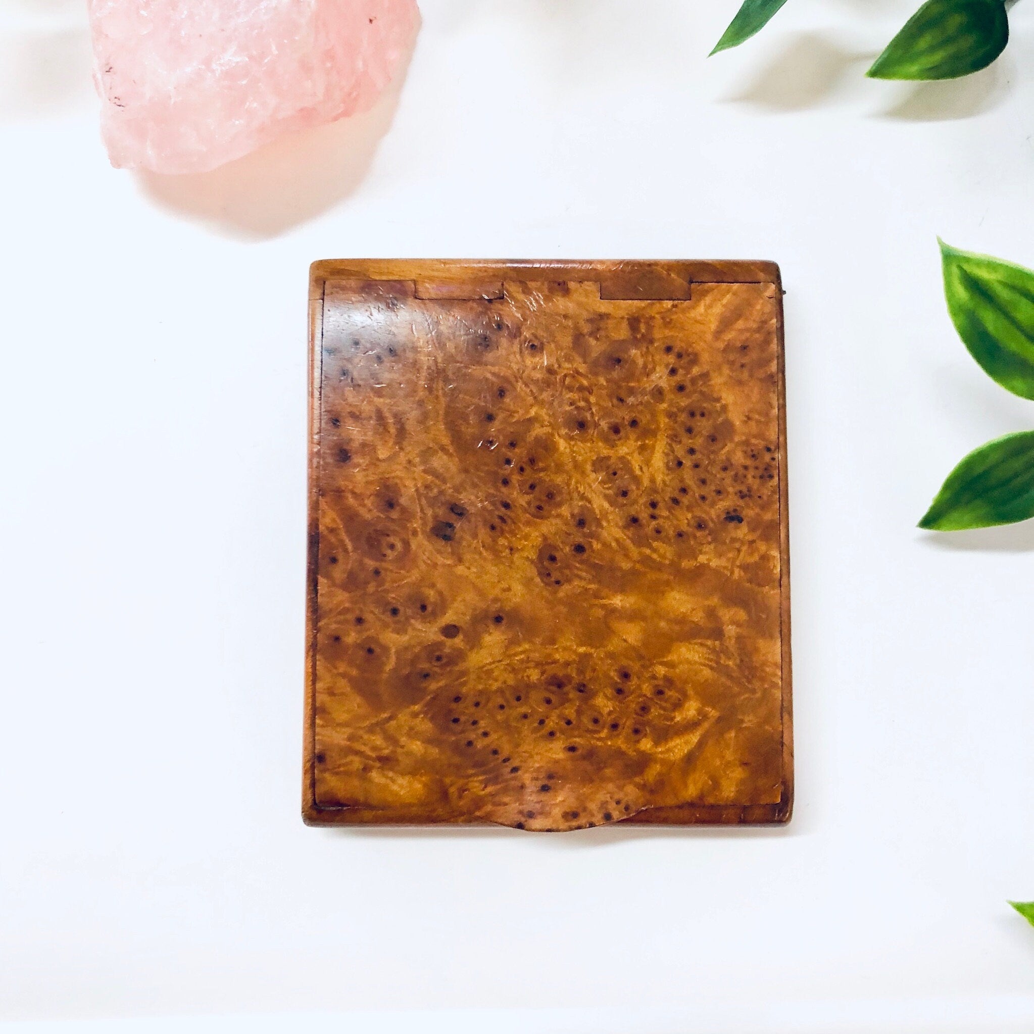 Wooden Hinged Box, Vintage Case, Cigarette Case, Business Card Holder, Wooden Case, Vintage Container, Light Brown Wood, Smoking Accessory