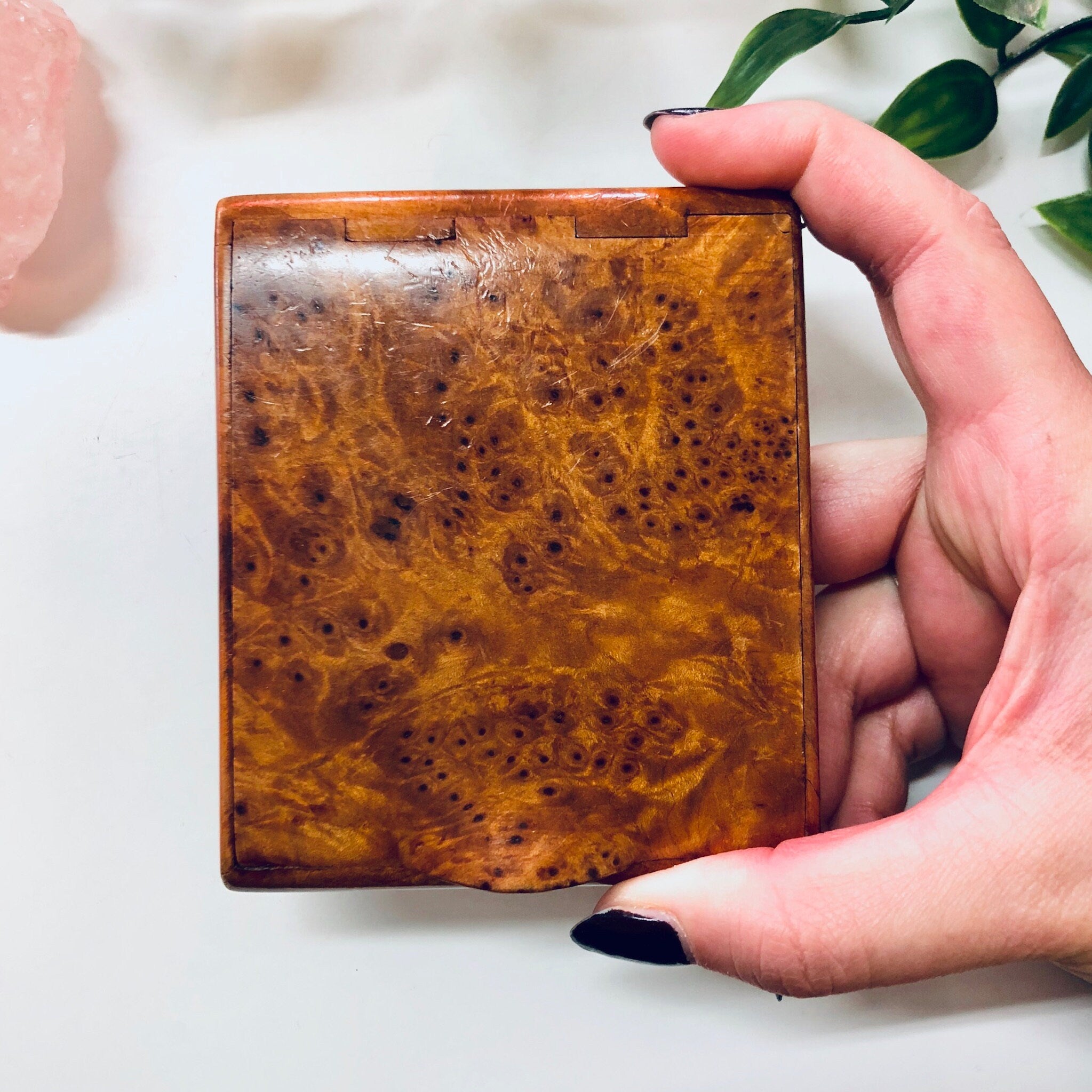 Wooden Hinged Box, Vintage Case, Cigarette Case, Business Card Holder, Wooden Case, Vintage Container, Light Brown Wood, Smoking Accessory