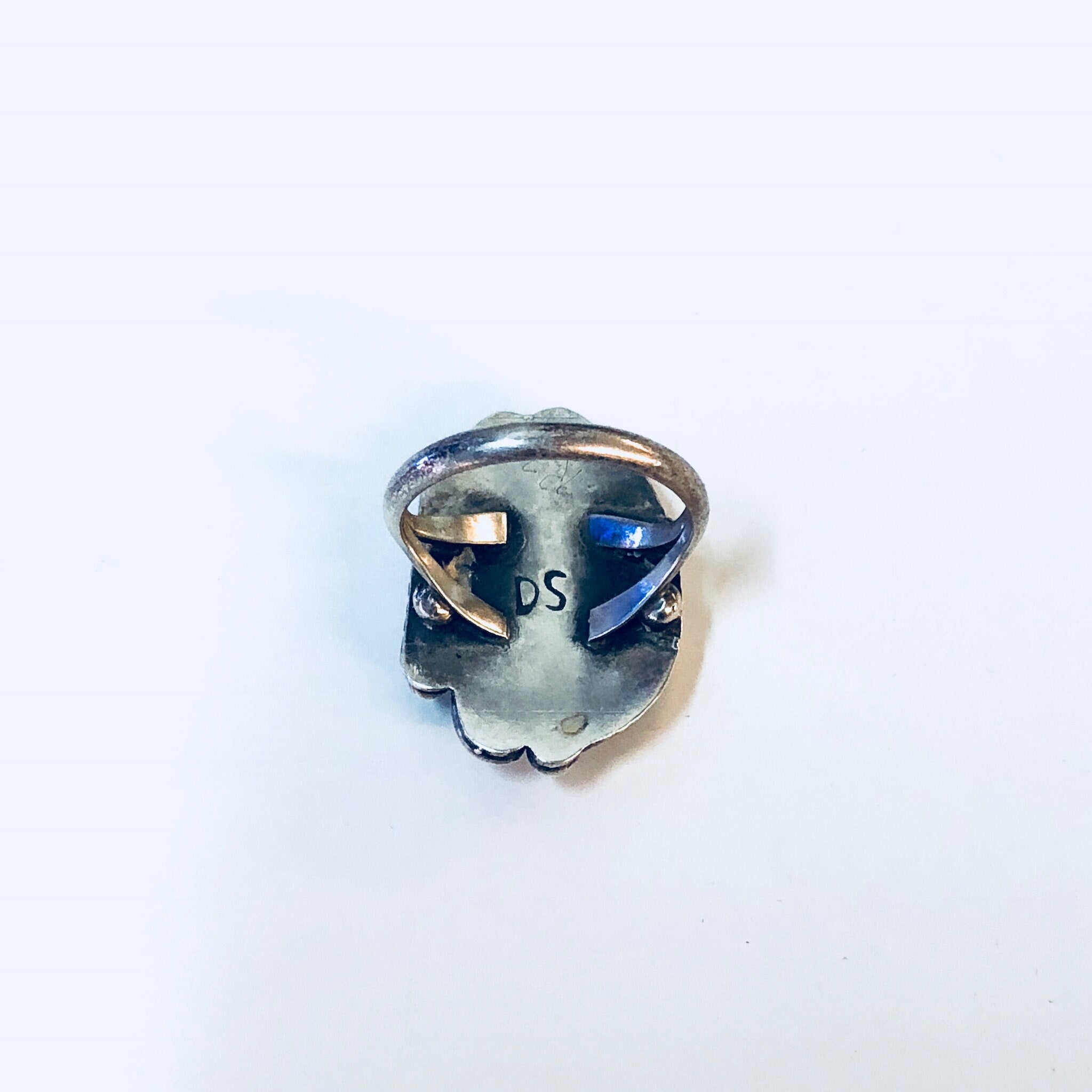 Vintage Southwestern Ring with Turquoise Stone, Sterling Silver Ring, US Size 6 3/4
