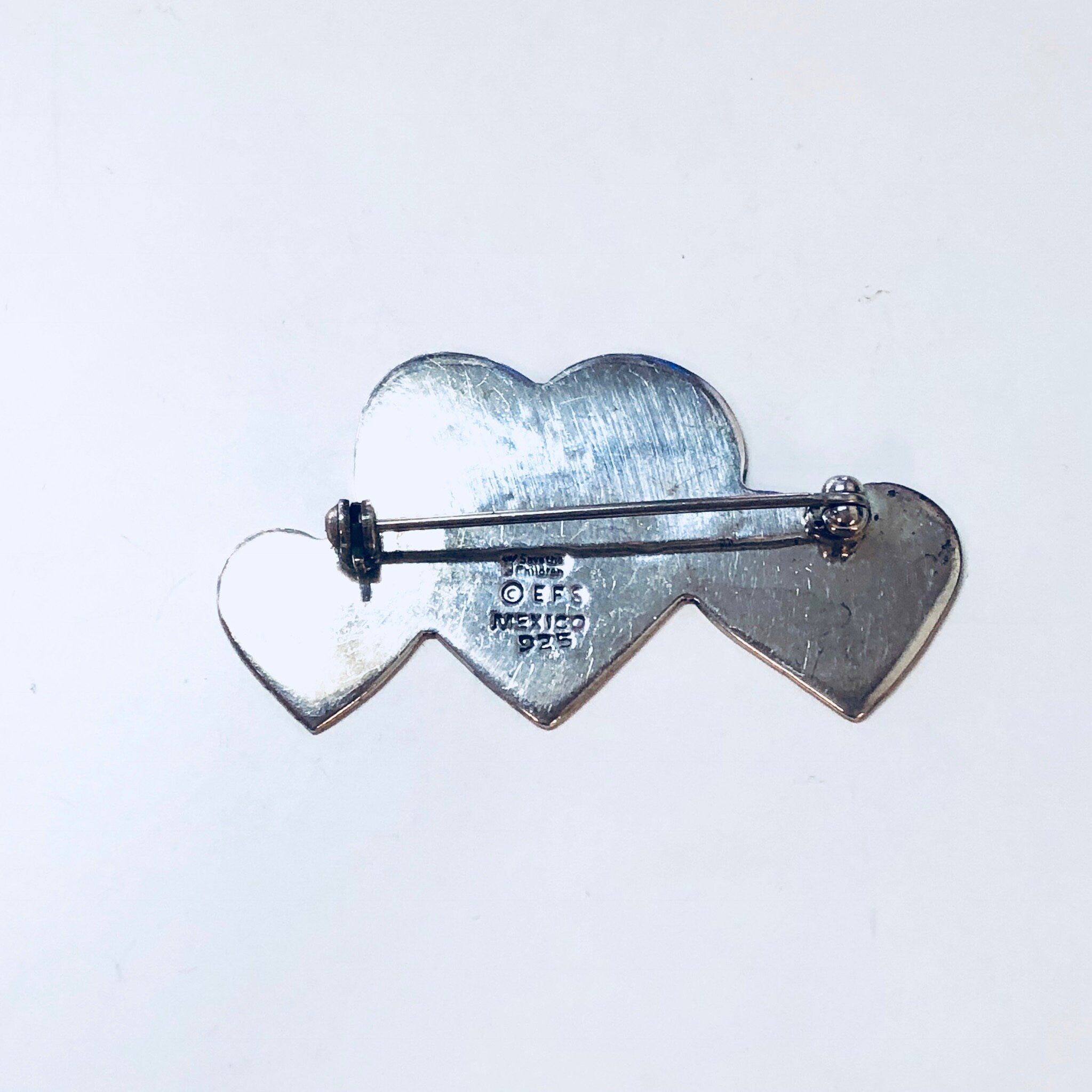 Vintage Silver Heart Brooch, Save The Children Heart Brooch, EFS Mexico Pin
