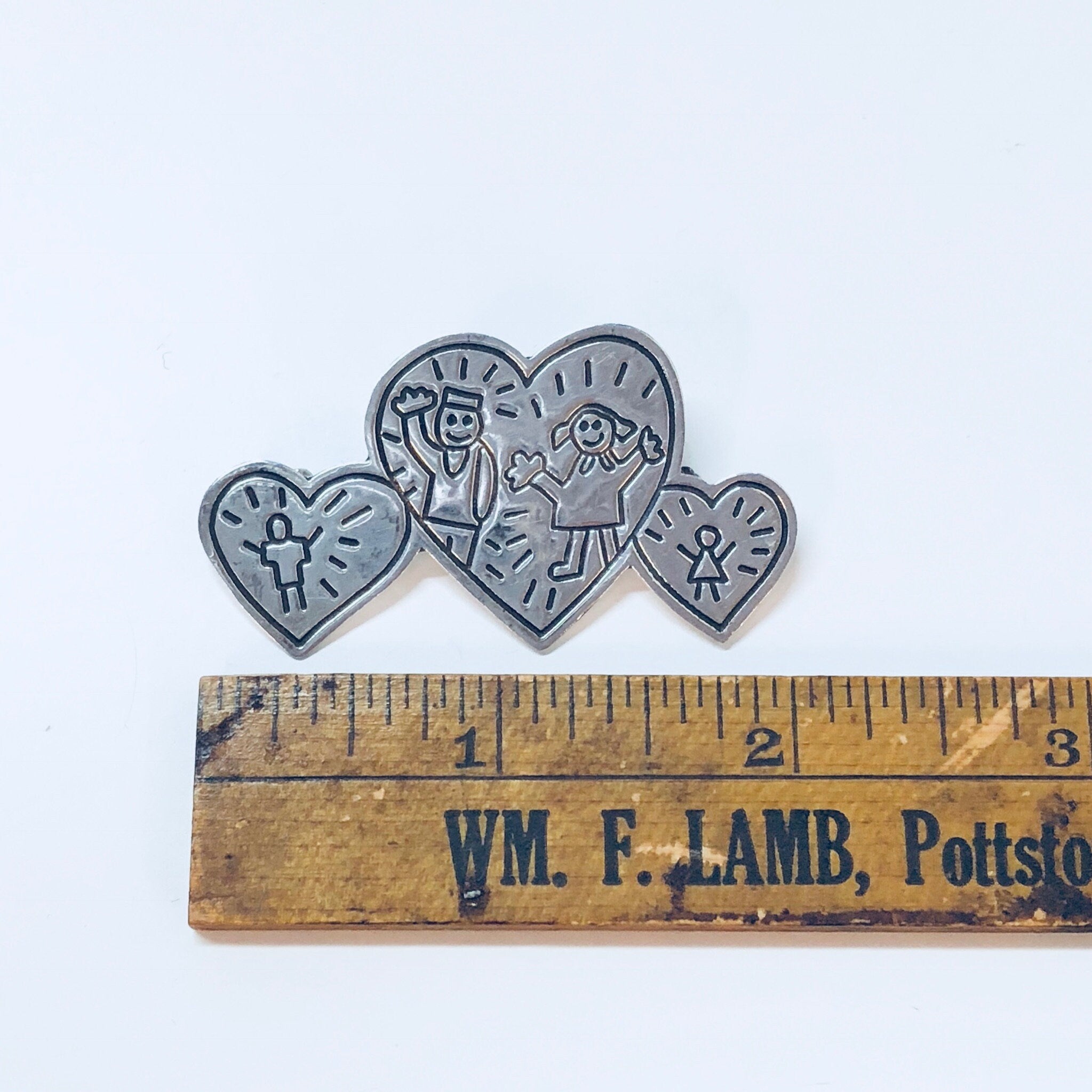 Vintage Silver Heart Brooch, Save The Children Heart Brooch, EFS Mexico Pin
