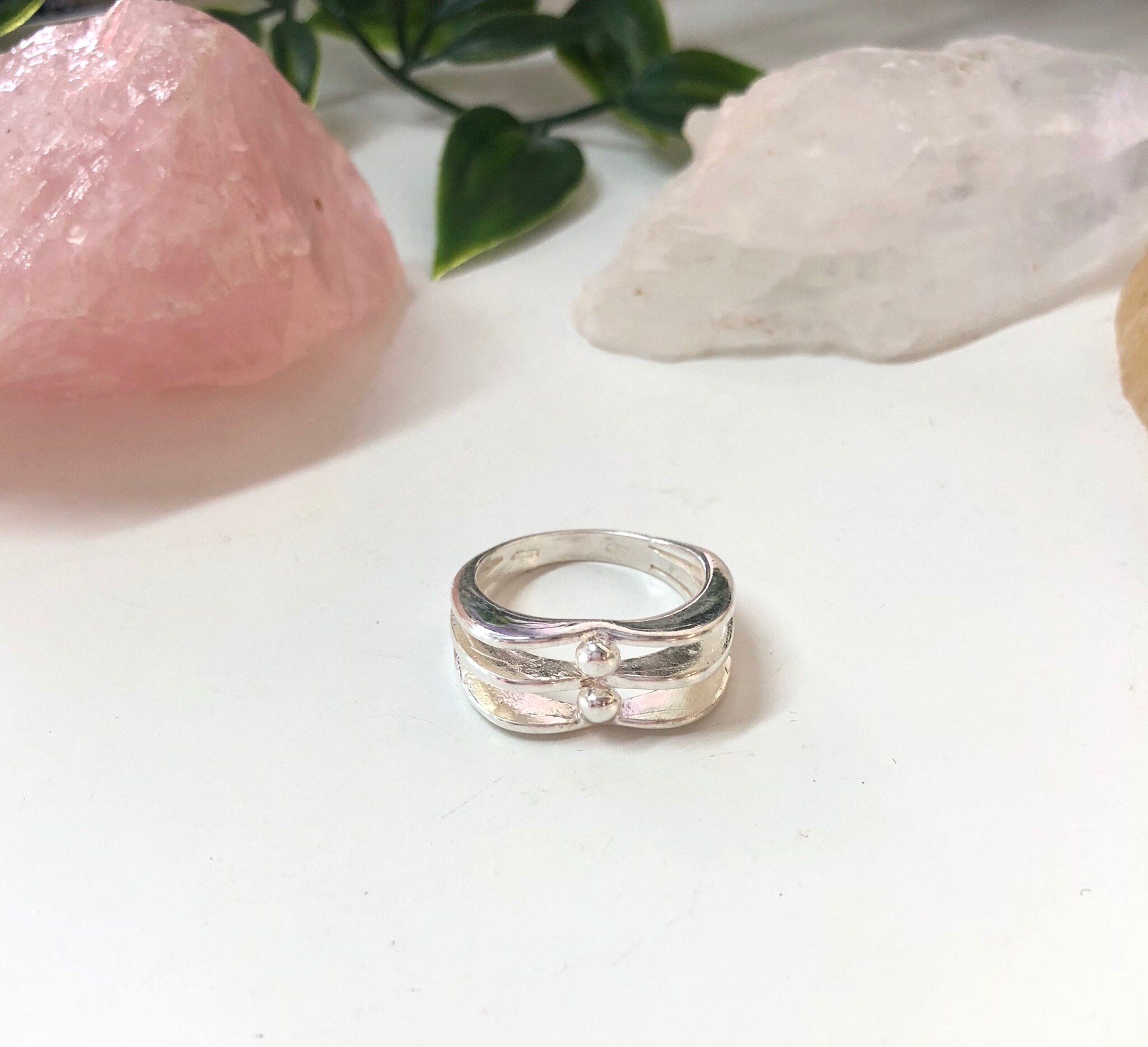 Vintage Silver Ring with Abstract Design