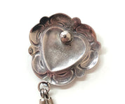 Vintage Sterling Silver Heart and Feather Earrings with Turquoise Stones