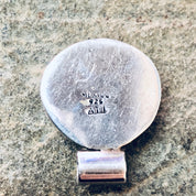 Vintage Silver Pendant with White Stone, Milky White Stone, Made in Mexico, Silver and White, Circular Pendant, Boho Style, Pendant Necklace