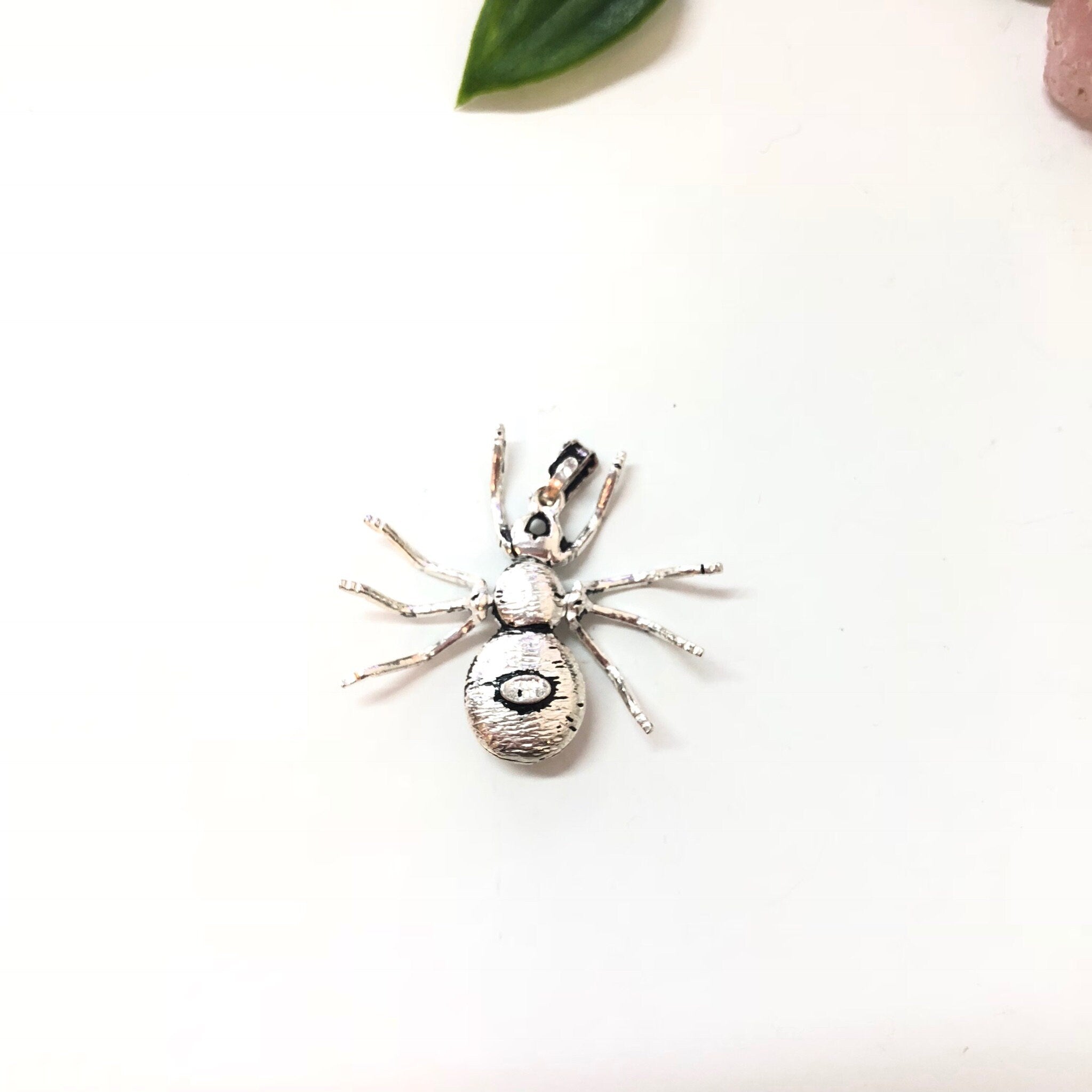 Vintage Sterling Silver Spider Pendant, Movable Pendant, Spooky Jewelry