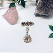 Vintage Floral Brooch, Silver Pin, Dangling Brooch, Flower Jewelry, Vintage Pin, Sterling Silver Pin, Brooch for Mom