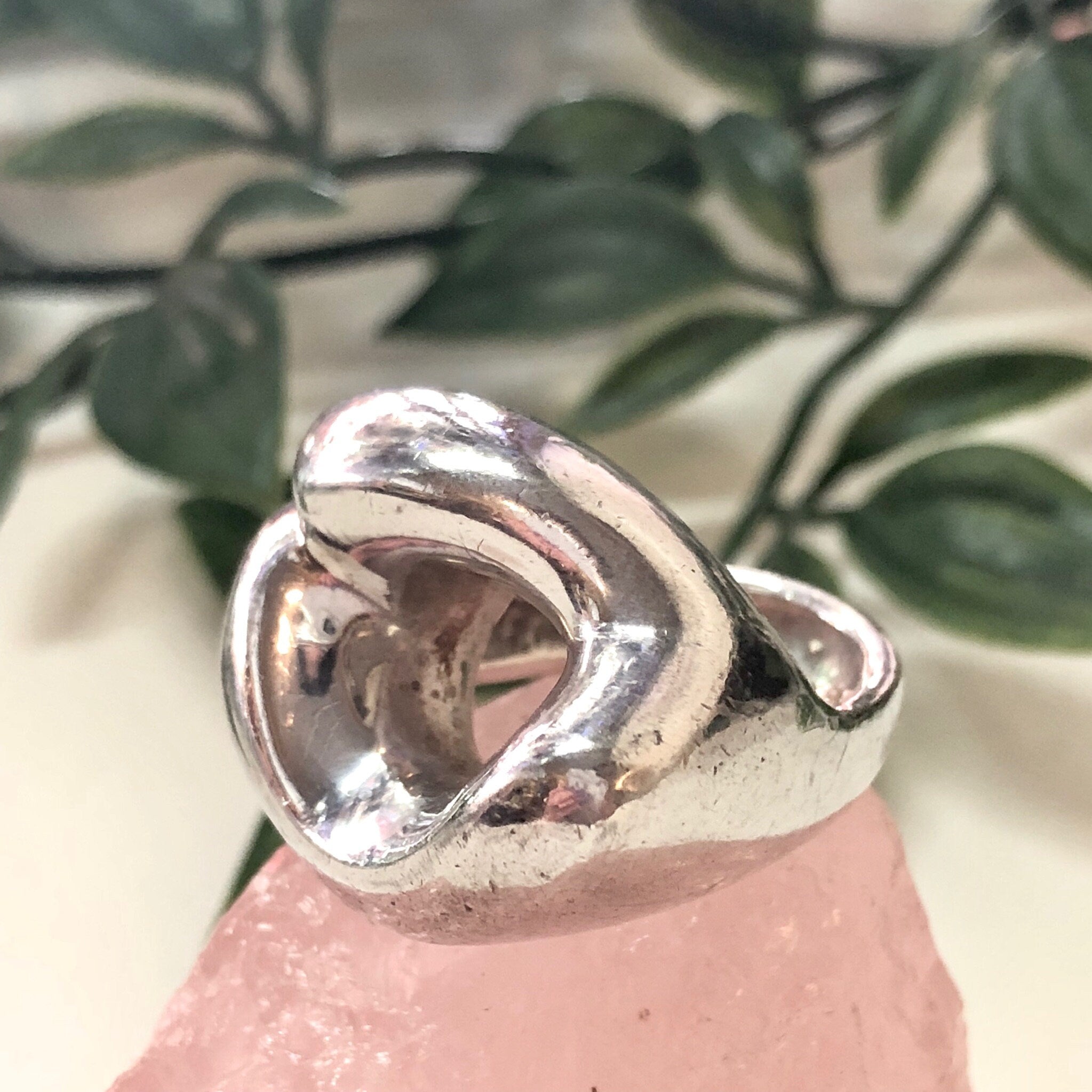 Vintage Sterling Silver Ring with Abstract Design, Cut Out Ring, Statement Jewelry