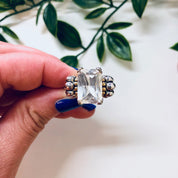 Vintage Silver Engagement Ring, Statement Ring, Faux Diamond Ring