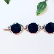 Vintage Silver Bracelet, Silver and Black Bracelet, Round Link Bracelet