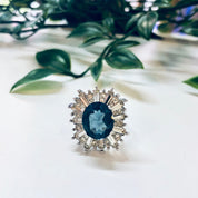 Vintage Art Deco Style Ring, Cocktail Ring, Art Deco Jewelry, Statement Jewelry, Blue Stone