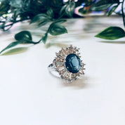 Vintage Art Deco Style Ring, Cocktail Ring, Art Deco Jewelry, Statement Jewelry, Blue Stone