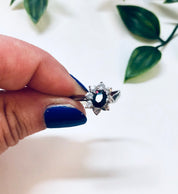 Vintage Ring with Black Stone and Faux Diamonds, Promise Ring, Engagement Ring