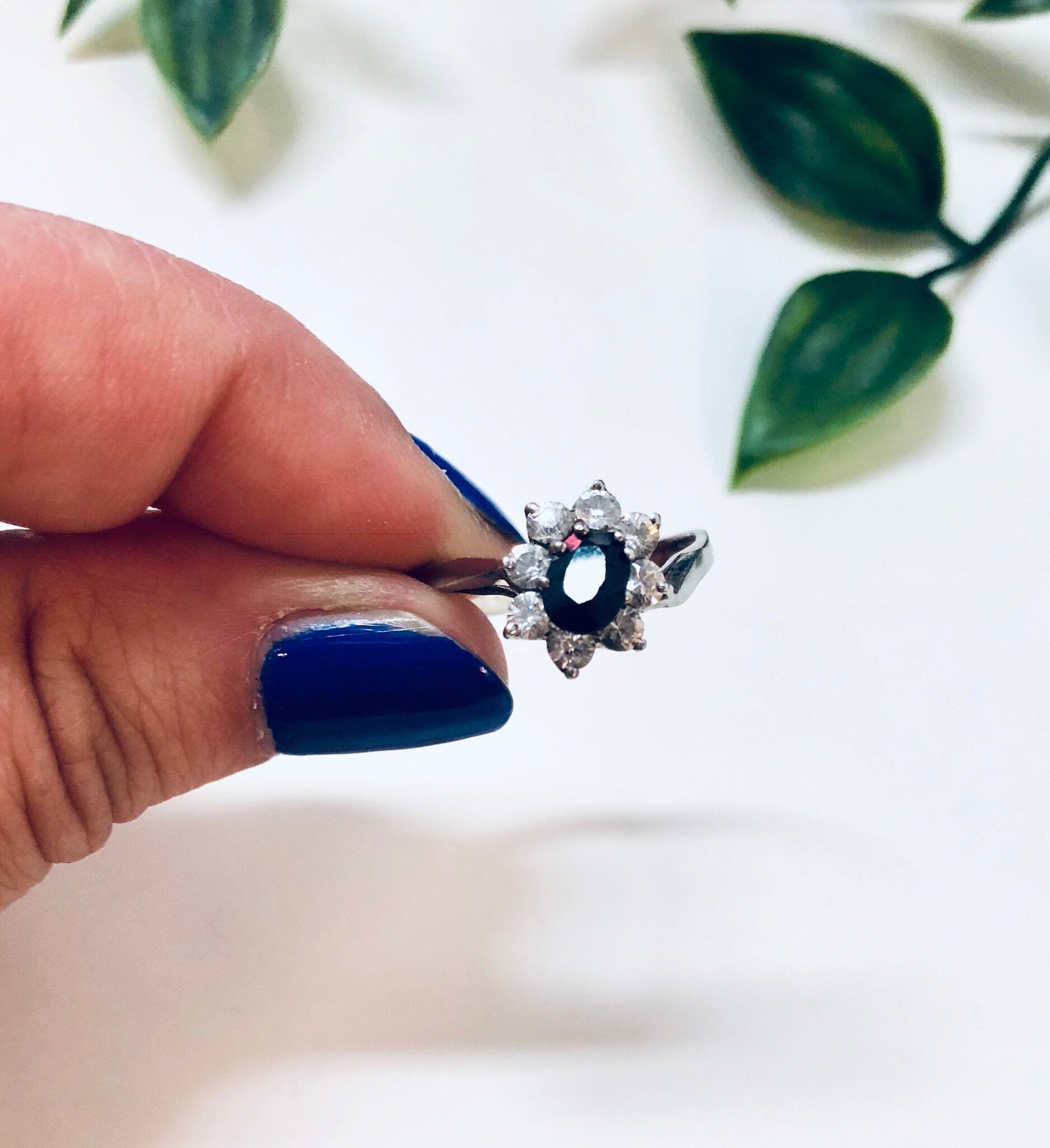 Vintage Ring with Black Stone and Faux Diamonds, Promise Ring, Engagement Ring
