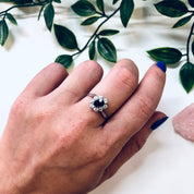 Vintage Ring with Black Stone and Faux Diamonds, Promise Ring, Engagement Ring
