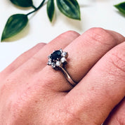 Vintage Ring with Black Stone and Faux Diamonds, Promise Ring, Engagement Ring