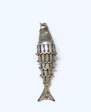 Vintage Fish Pendant, Silver Fish Jewelry, Vintage Jewelry, Vintage Necklace, Pendant Necklace, Moveable Fish Pendant, Red Eye Fish, 925