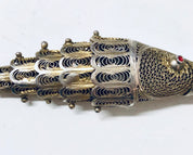 Vintage Fish Pendant, Silver Fish Jewelry, Vintage Jewelry, Vintage Necklace, Pendant Necklace, Moveable Fish Pendant, Red Eye Fish, 925